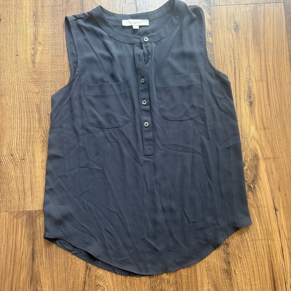 LOFT Slate Gray Sleeveless Blouse